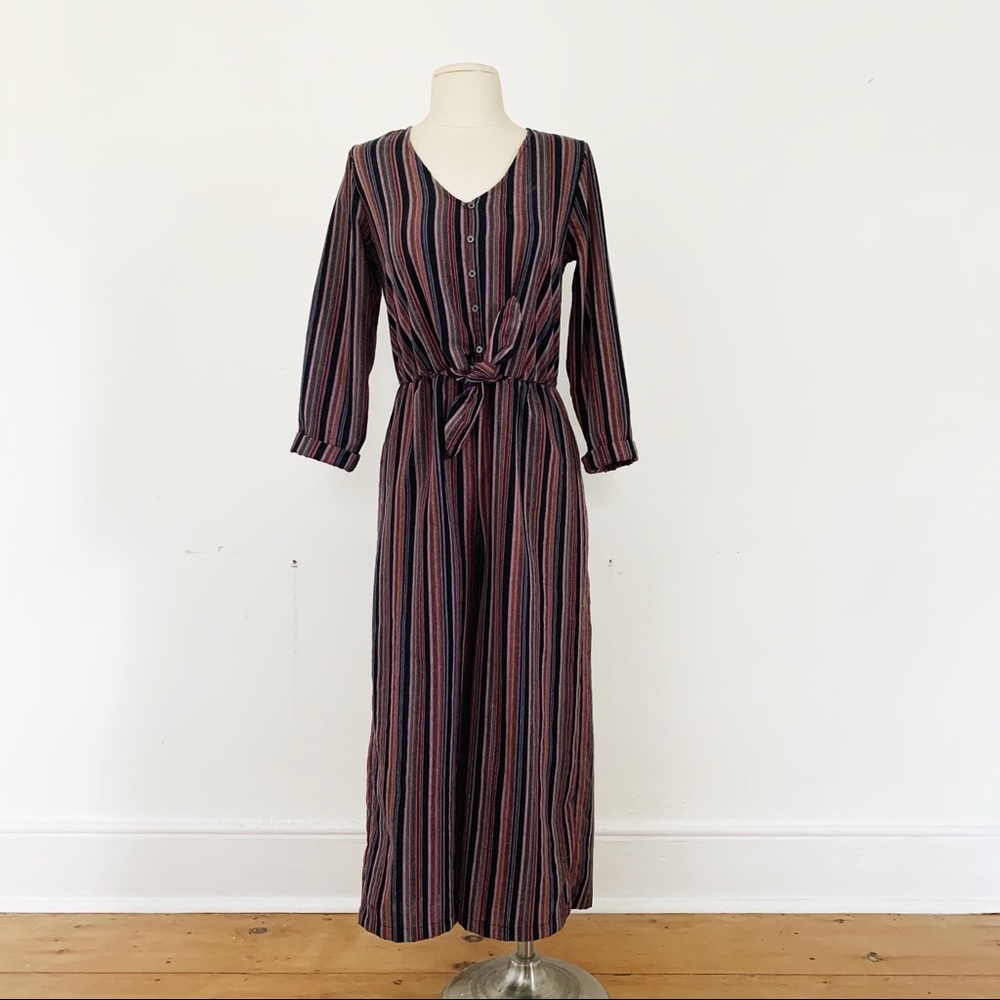 Target Long Sleeve Wide Crop Striped Jumpsuit XS